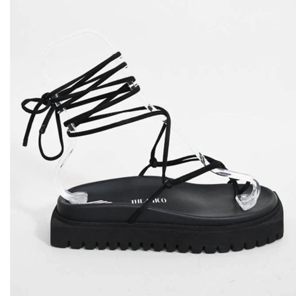 The Attico Black Strappy Platform Sandals Size 37 - Picture 2 of 11